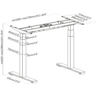 Tischgestell höhenverstellbar grau, EDS07-G