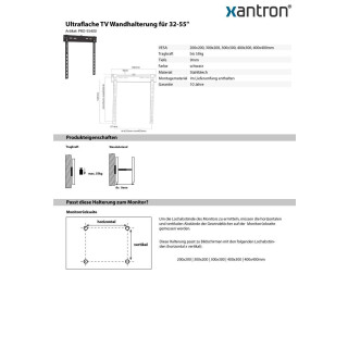 Ultraflache TV Wandhalterung für 32-65, Xantron PRO-SS400