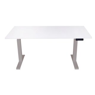 Table de bureau réglable en hauteur électrique en mélamine blanche 160x80cm