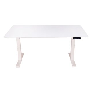 Table de bureau réglable en hauteur électrique en mélamine blanche 120x80cm