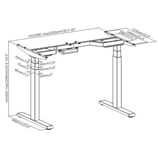 Tischgestell höhenverstellbar weiss, EDS08-W