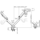 Duo Tischhalterung höhenverstellbar mit Gasdruckfeder 17-35", Xantron PRO-GS100D